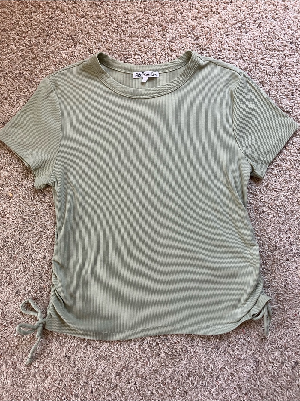Rebellious One Sage Green Ruched Tee
